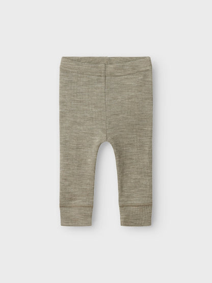 Legging Merinoull Wax Ribbad Enfärgad Grön