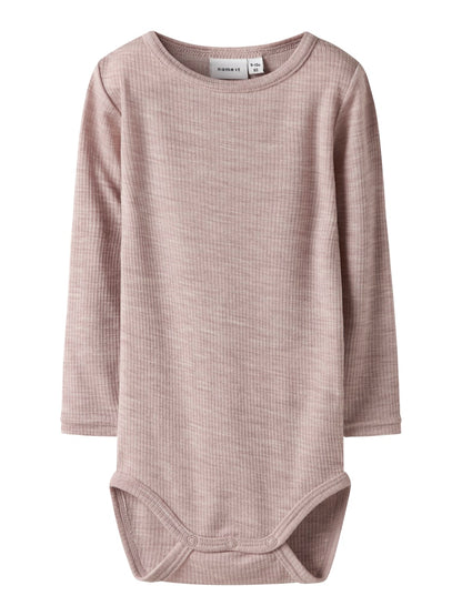 Body Merinoull Wax Ribbad Enfärgad Rosa
