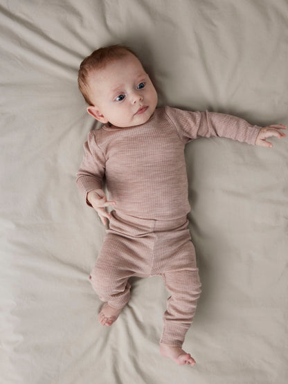 Body Merinoull Wax Ribbad Enfärgad Rosa