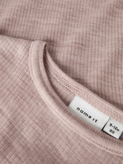 Body Merinoull Wax Ribbad Enfärgad Rosa