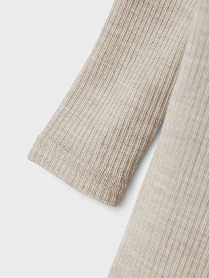 Body Merinoull Wax Ribbad Enfärgad Beige Grå