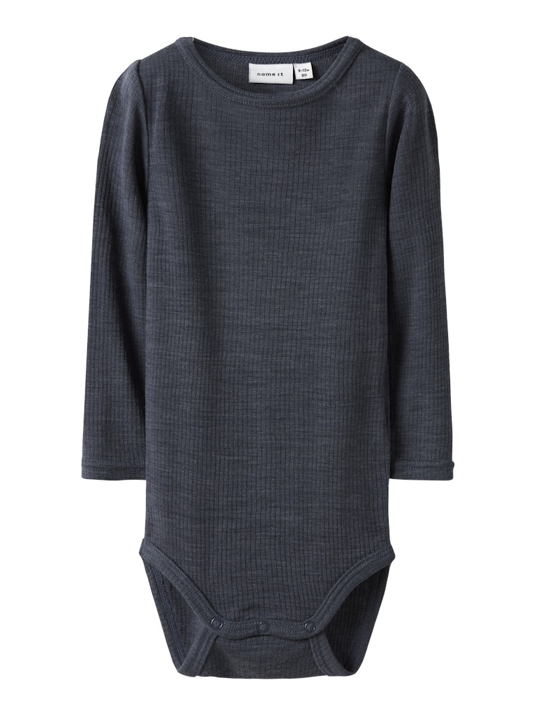 Body Merinoull Wax Ribbad Enfärgad Blå