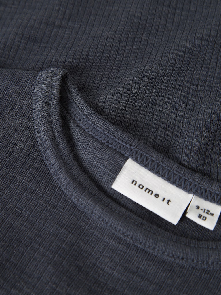 Body Merinoull Wax Ribbad Enfärgad Blå