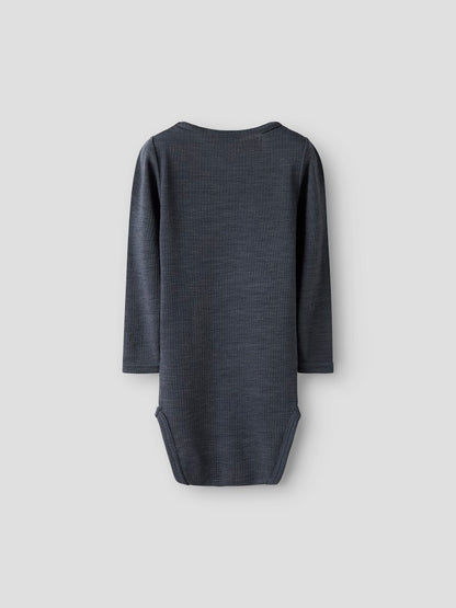 Body Merinoull Wax Ribbad Enfärgad Blå