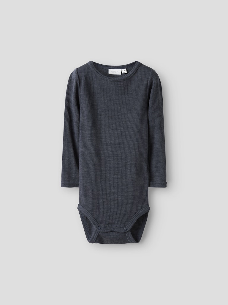 Body Merinoull Wax Ribbad Enfärgad Blå