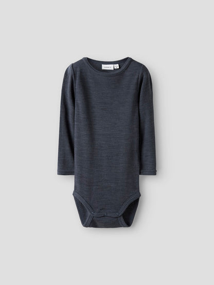 Body Merinoull Wax Ribbad Enfärgad Blå