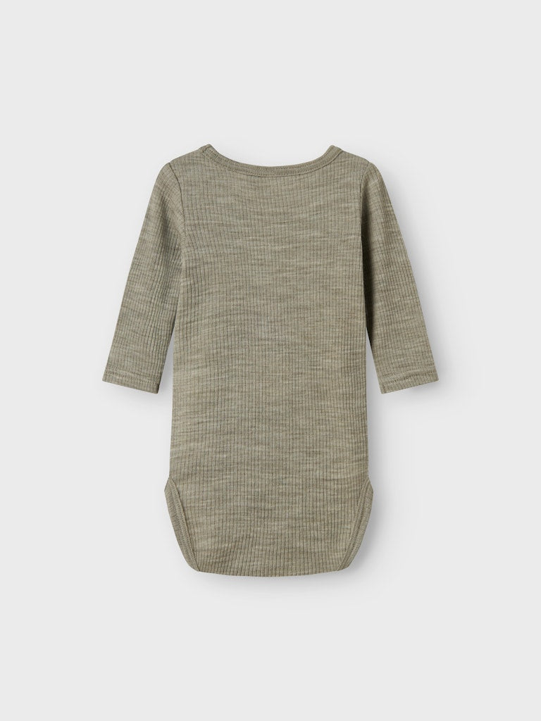 Body Merinoull Wax Ribbad Enfärgad Grön