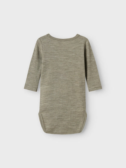 Body Merinoull Wax Ribbad Enfärgad Grön