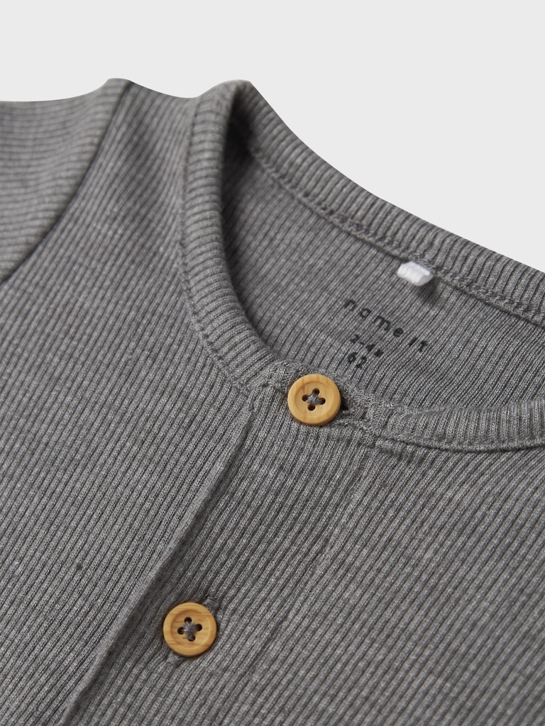 Body Kab Ribbad Långärmad Knappar Grå
