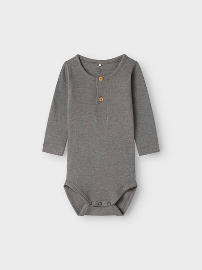 Body Kab Ribbad Långärmad Knappar Grå