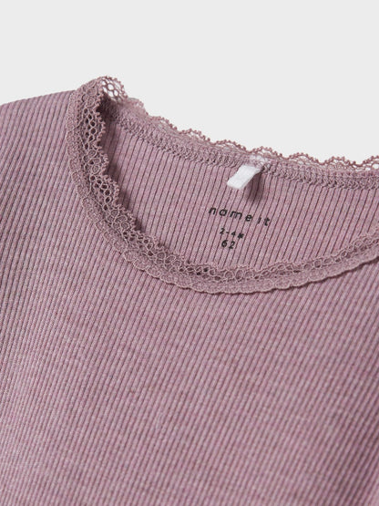 Body Kab Ribbad Långärmad Enfärgad Rosa