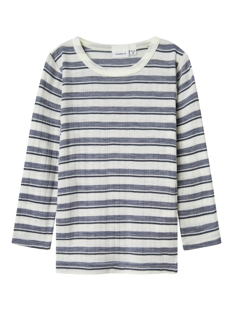 Topp Merinoull Wang Randig Blå/Vit