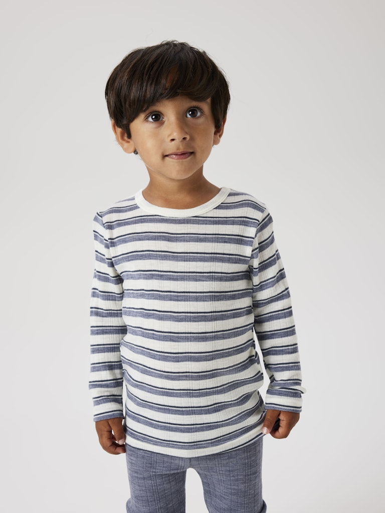 Topp Merinoull Wang Randig Blå/Vit