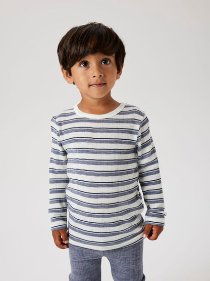 Topp Merinoull Wang Randig Blå/Vit