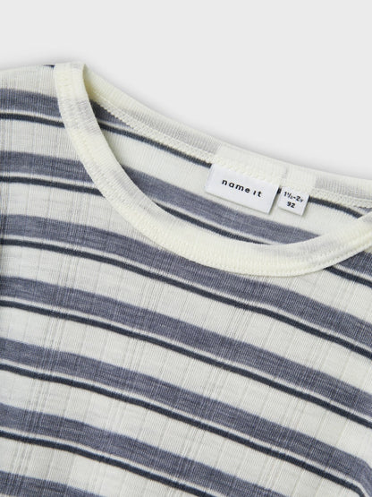 Topp Merinoull Wang Randig Blå/Vit