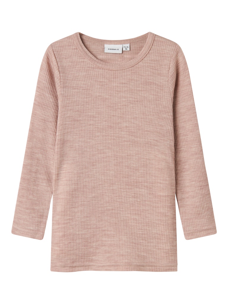 Topp Merinoull Wax Ribbad Enfärgad Rosa