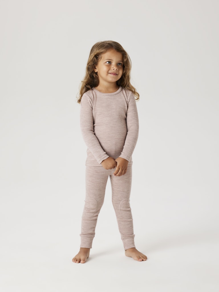 Topp Merinoull Wax Ribbad Enfärgad Rosa