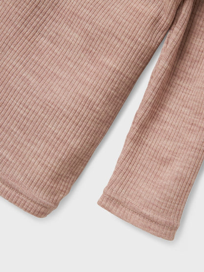 Topp Merinoull Wax Ribbad Enfärgad Rosa