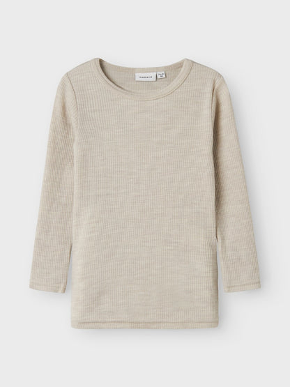 Topp Merinoull Wax Ribbad Enfärgad Grå Beige