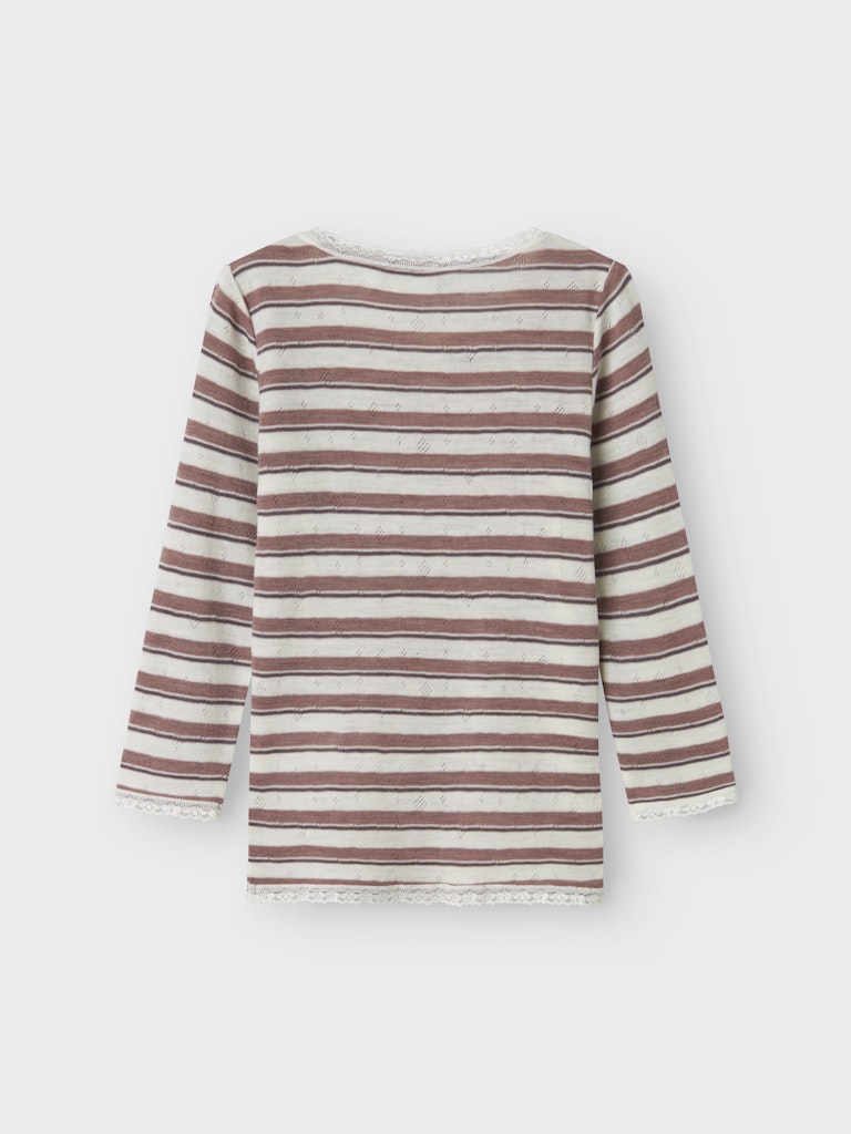 Topp Merinoull Wang Randig Rosa/Vit