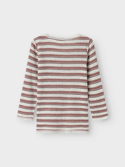 Topp Merinoull Wang Randig Rosa/Vit