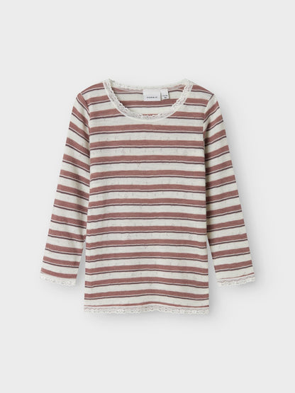 Topp Merinoull Wang Randig Rosa/Vit