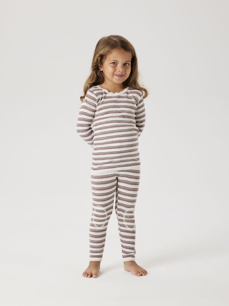 Leggings Merinoull Wang Randig Rosa/Vit