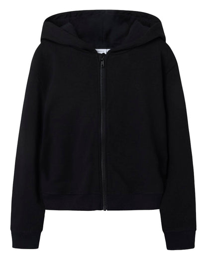 Hoodie Mille Sweat Dragkedja Enfärgad Svart