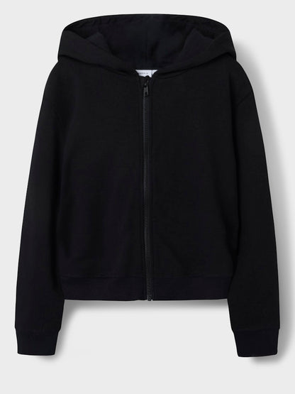 Hoodie Mille Sweat Dragkedja Enfärgad Svart