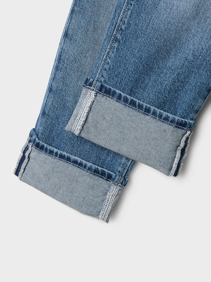 Jeans Fold Up Rose Rak Medium Blå