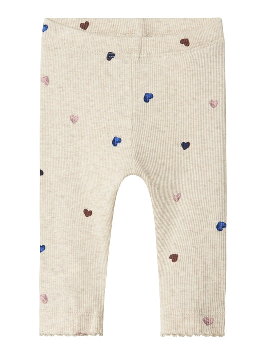 Leggings Nutti Ribbade Hjärtan Beige