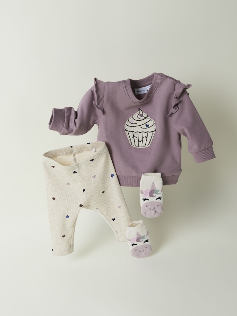 Leggings Nutti Ribbade Hjärtan Beige