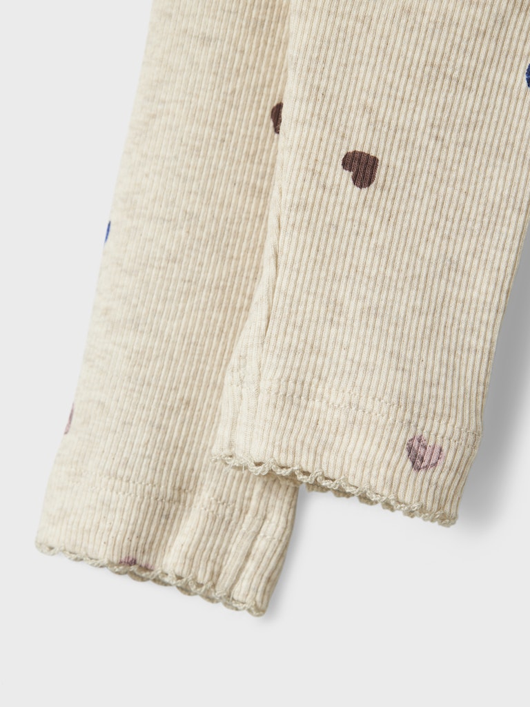 Leggings Nutti Ribbade Hjärtan Beige