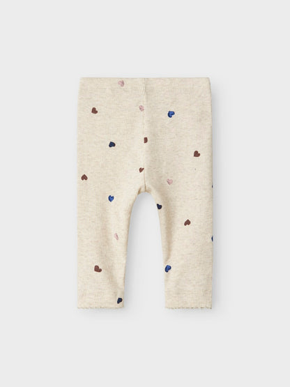Leggings Nutti Ribbade Hjärtan Beige