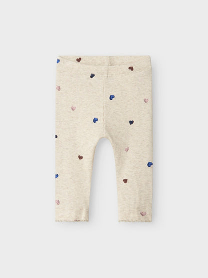 Leggings Nutti Ribbade Hjärtan Beige