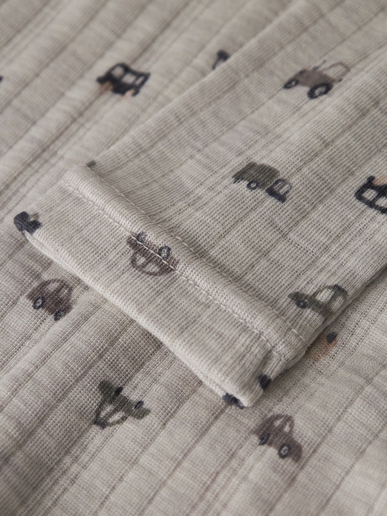 Topp Merinoull Wang Mönster Bilar Beige