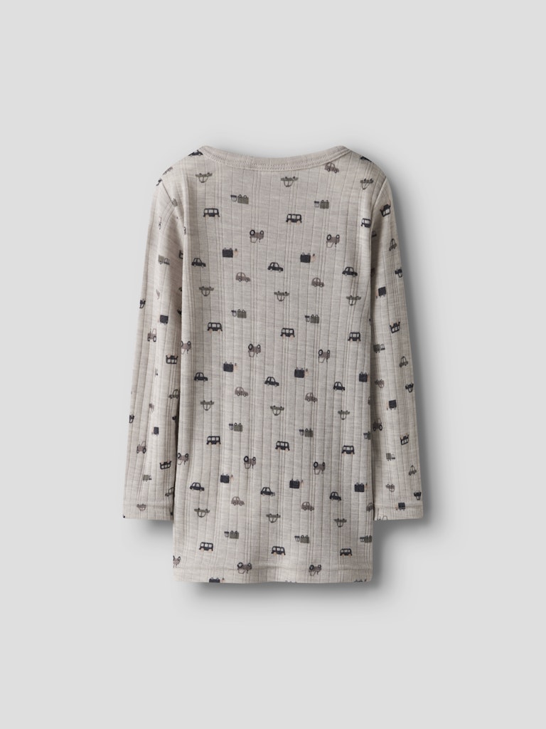 Topp Merinoull Wang Mönster Bilar Beige