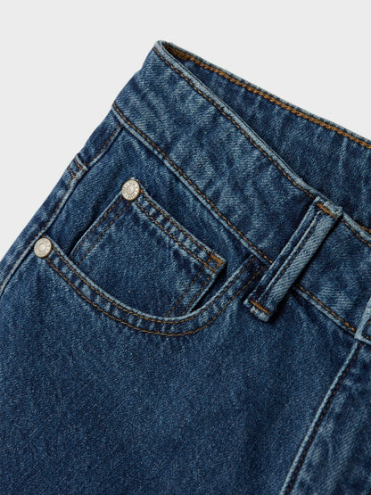 Jeans Raka Ben Mörk Tvätt Blå