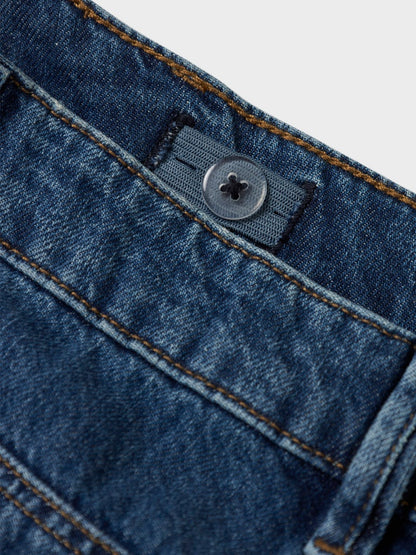Jeans Raka Ben Mörk Tvätt Blå