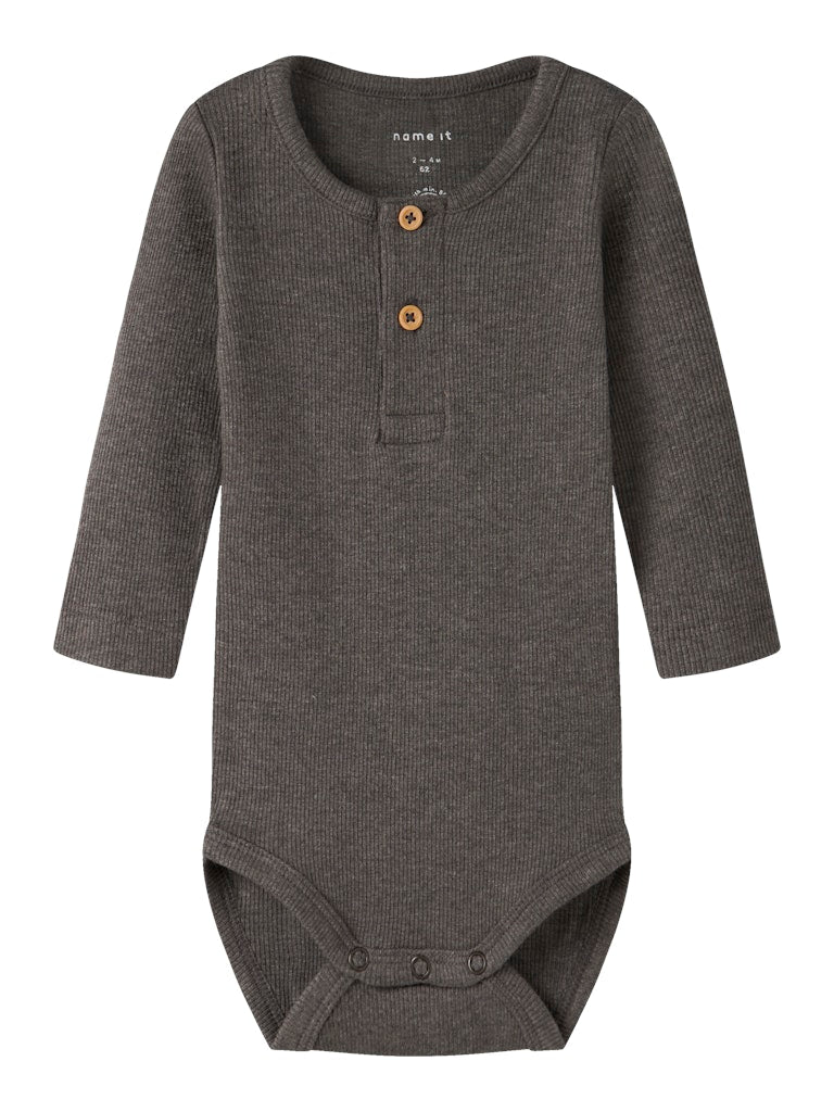 Body Kab Ribbad Långärmad Knappar Brun