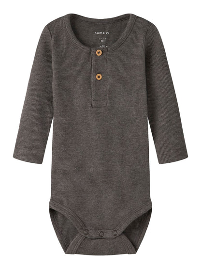 Body Kab Ribbad Långärmad Knappar Brun