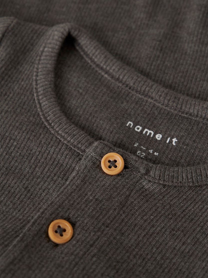 Body Kab Ribbad Långärmad Knappar Brun