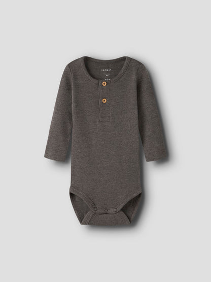 Body Kab Ribbad Långärmad Knappar Brun