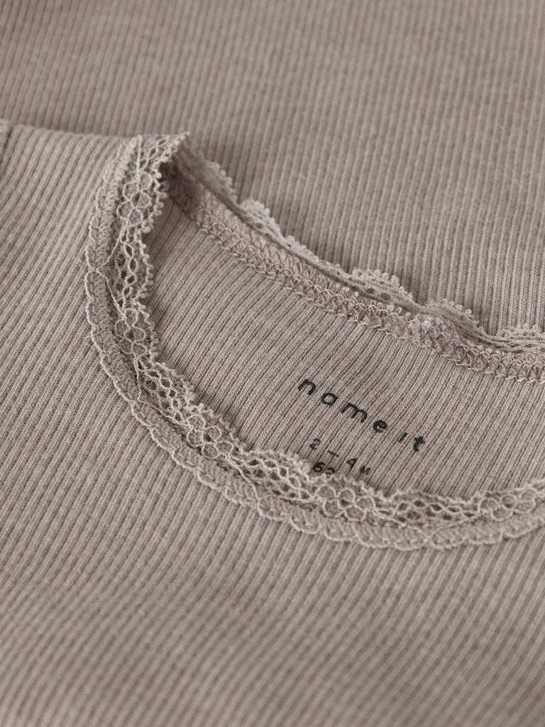 Body Kab Ribbad Långärmad Enfärgad Grå Beige