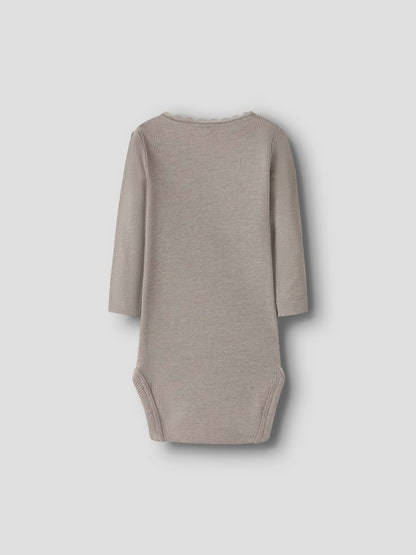 Body Kab Ribbad Långärmad Enfärgad Grå Beige