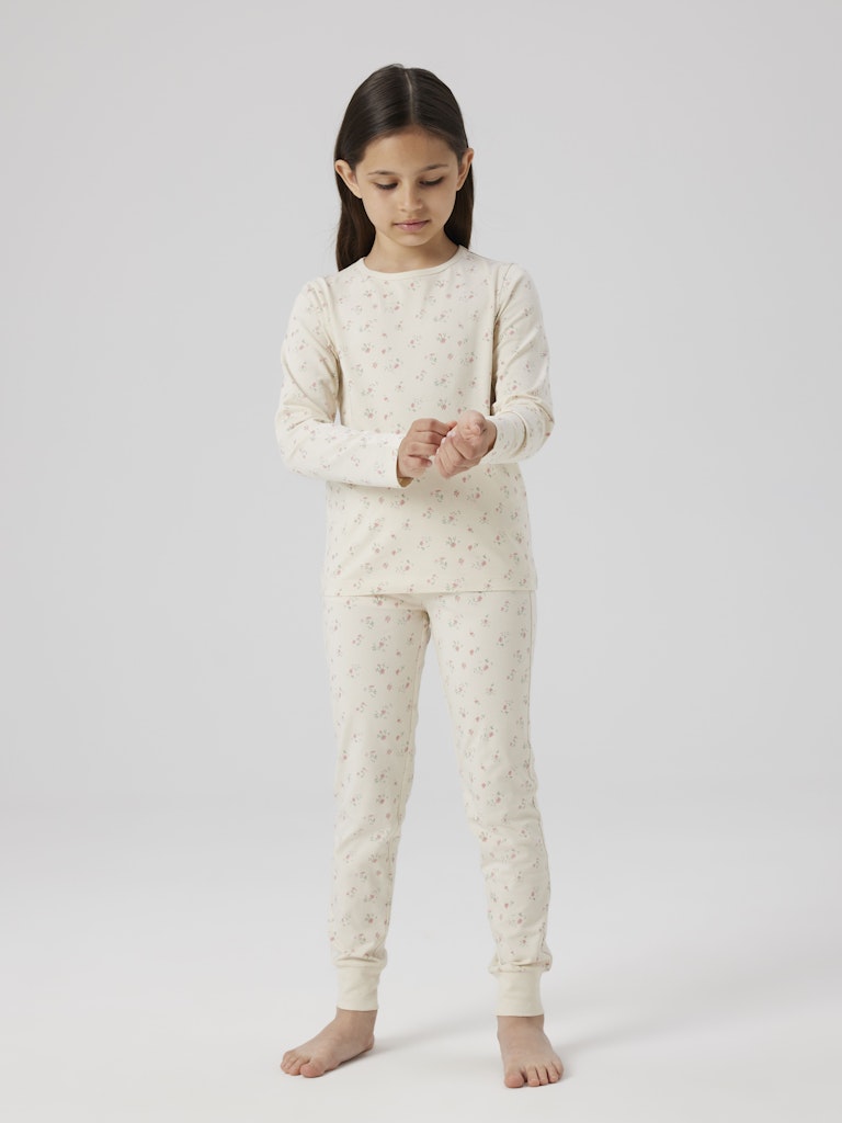 Pyjamas Långärmad Blommor Beige