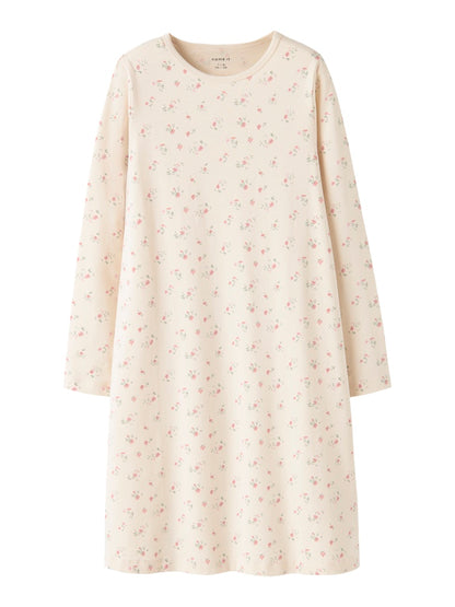 Nattlinne Blommor Långärmat Beige