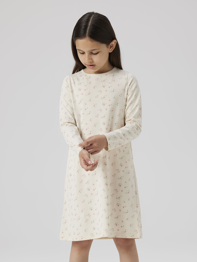 Nattlinne Blommor Långärmat Beige