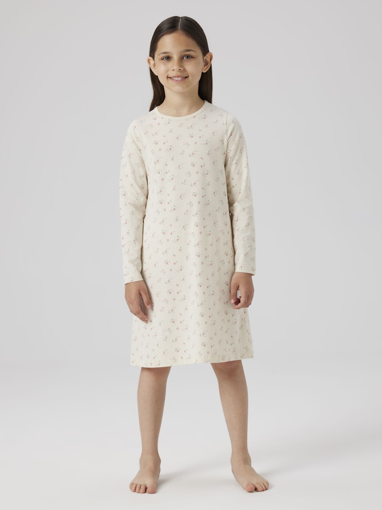 Nattlinne Blommor Långärmat Beige