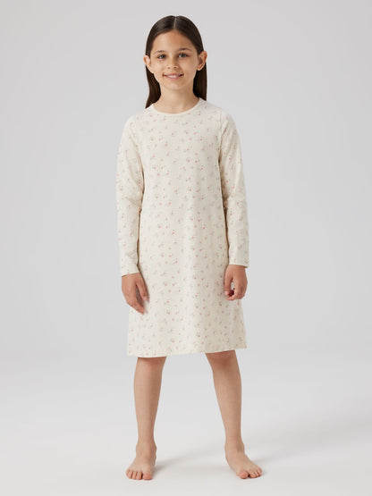 Nattlinne Blommor Långärmat Beige